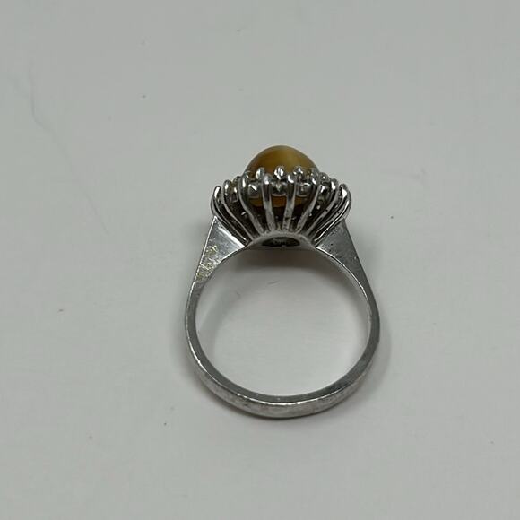 Vintage HGE IPC Marking 14 K Honey Color Stone Tiger Eye Ring Size 5 - Picture 8 of 10